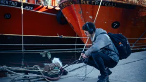 Corto trabajadores del puerto